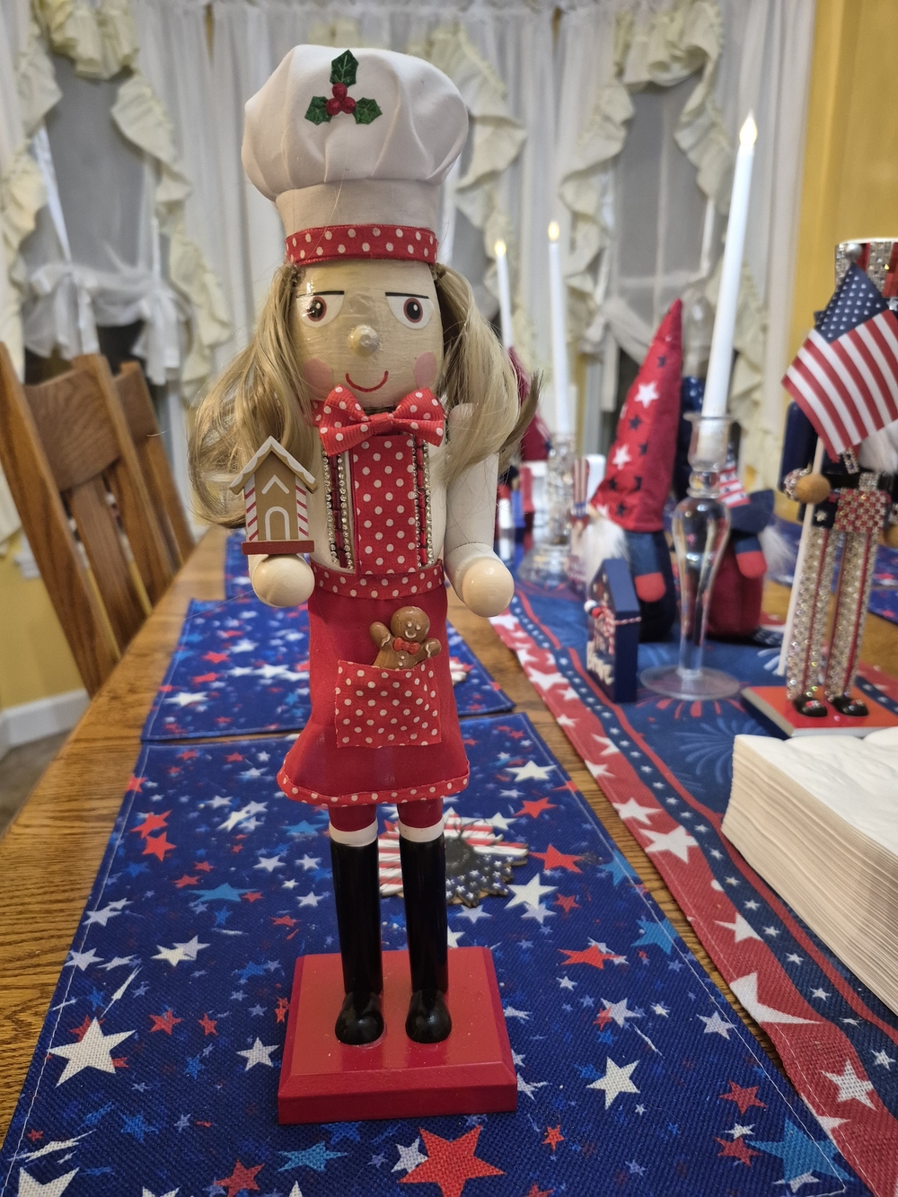 Baker Girl Holiday Nutcracker Figurine in Red and White